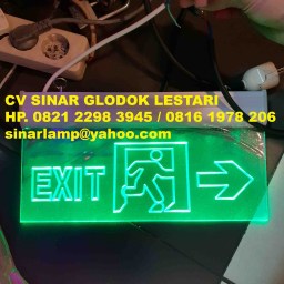 Lampu Exit Bening Panah Kanan